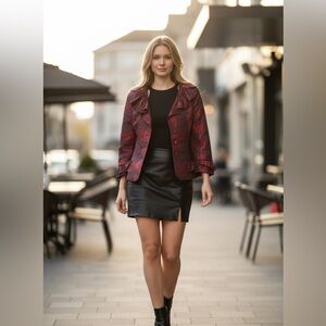 ✨Jackie Kennedy Vibes  Burgundy Ruffle Collar Statement Cropped Blazer ✨